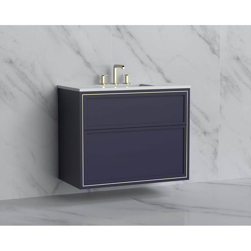 Madeli - Madeli Edge 36'' Wall hung Vanity Cabinet in Sapphire/HW: No Handles - Inlay  Brushed Nickel(BN) - Sapphire With Brushed Nickel