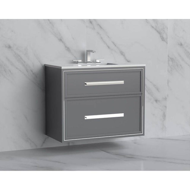Madeli - Madeli Edge 36'' Wall hung Vanity Cabinet in Studio Grey/HW: Handles Matte Black(MB) - Studio Gray With Matte Black