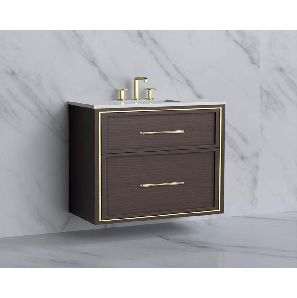 Madeli - Madeli Edge 36'' Wall hung Vanity Cabinet in Walnut/HW: Handles Matte Black(MB) - Walnut With Matte Black