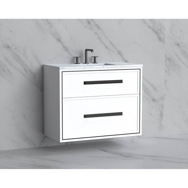 Madeli - Madeli Edge 36'' Wall hung Vanity Cabinet in White/HW: Handles Polished Chrome(PC) - White With Polished Chrome