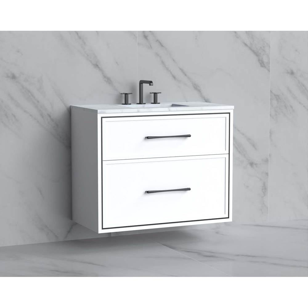 Madeli - Madeli Edge 36'' Wall hung Vanity Cabinet in White/HW: Handles Satin Brass(SB) - White With Satin Brass