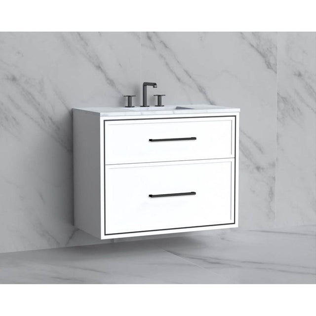 Madeli - Madeli Edge 36'' Wall hung Vanity Cabinet in White/HW: Handles Polished Nickel(PN) - White With Polished Nickel
