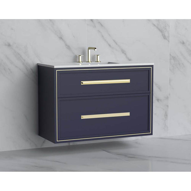 Madeli - Madeli Edge 42'' Wall hung Vanity Cabinet in Sapphire/HW: Handles Matte Black(MB) - Sapphire With Matte Black