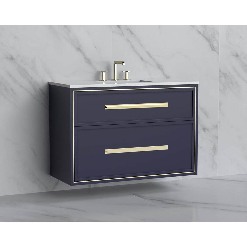 Madeli - Madeli Edge 42'' Wall hung Vanity Cabinet in Sapphire/HW: Handles Satin Brass(SB) - Sapphire With Satin Brass