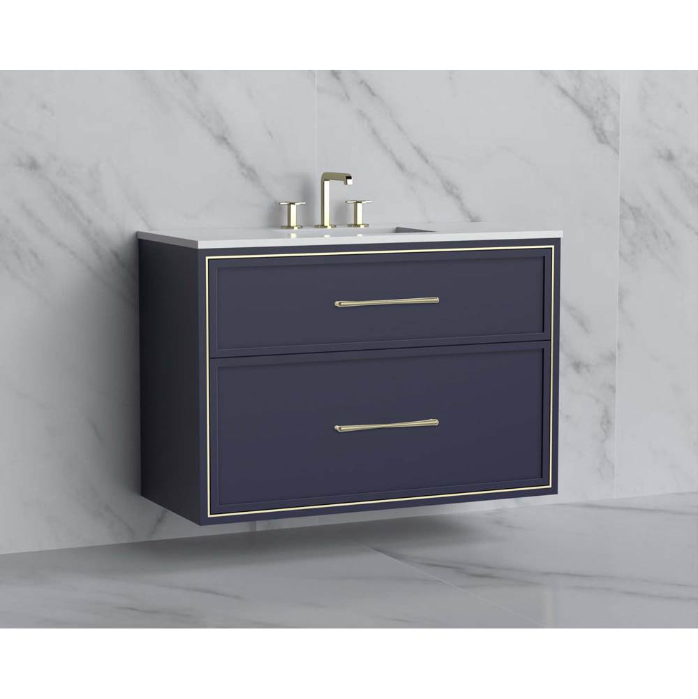 Madeli - Madeli Edge 42'' Wall hung Vanity Cabinet in Sapphire/HW: Handles Brushed Nickel(BN) - Sapphire With Brushed Nickel