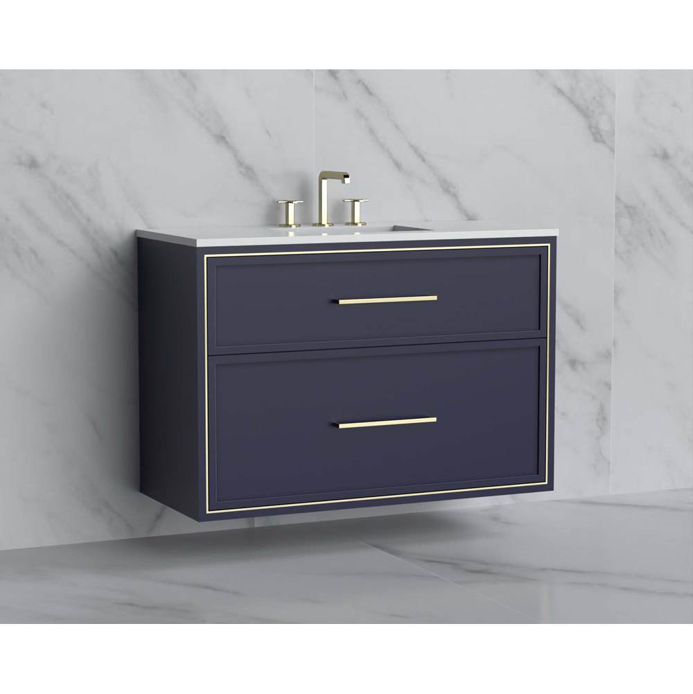 Madeli - Madeli Edge 42'' Wall hung Vanity Cabinet in Sapphire/HW: Handles Matte Black(MB) - Sapphire With Matte Black