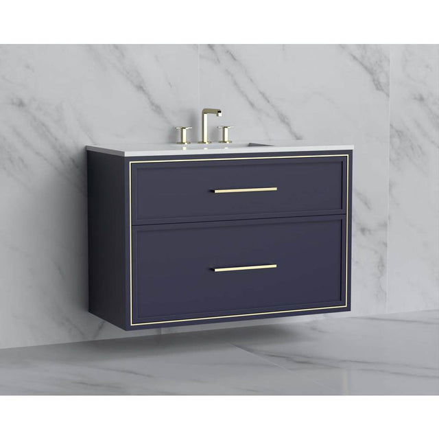 Madeli - Madeli Edge 42'' Wall hung Vanity Cabinet in Sapphire/HW: Handles Polished Nickel(PN) - Sapphire With Polished Nickel