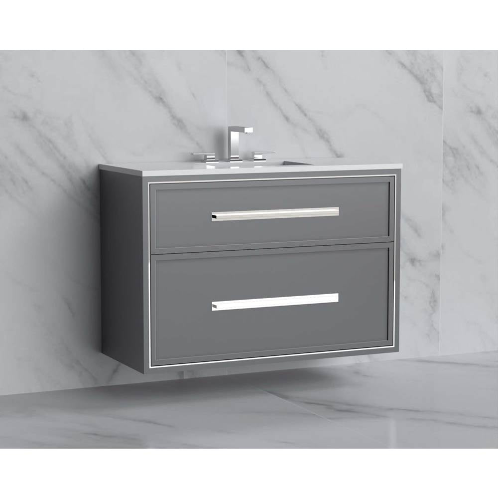 Madeli - Madeli Edge 42'' Wall hung Vanity Cabinet in Studio Grey/HW: Handles Polished Nickel(PN) - Studio Gray With Polished Nickel