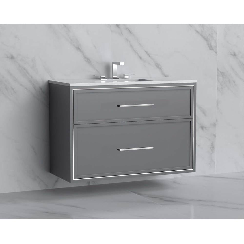 Madeli - Madeli Edge 42'' Wall hung Vanity Cabinet in Studio Grey/HW: Handles Polished Nickel(PN) - Studio Gray With Polished Nickel