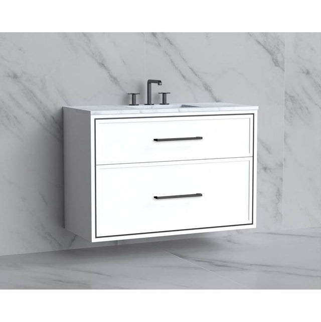 Madeli - Madeli Edge 42'' Wall hung Vanity Cabinet in White/HW: Handles Polished Chrome(PC) - White With Polished Chrome