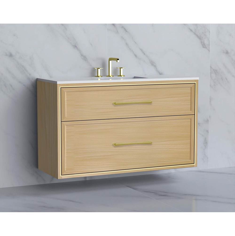 Madeli - Madeli Edge 48C'' Wall hung Vanity Cabinet in Natural Oak/HW: Handles Polished Nickel(PN) - Natural Oak With Polished Nickel