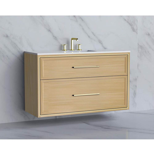 Madeli - Madeli Edge 48C'' Wall hung Vanity Cabinet in Natural Oak/HW: Handles Matte Black(MB) - Natural Oak With Matte Black