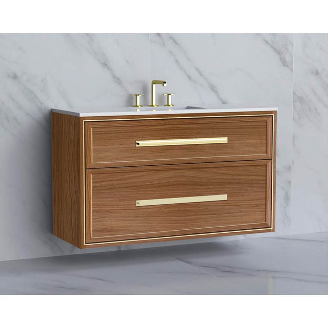 Madeli - Madeli Edge 48C'' Wall hung Vanity Cabinet in Natural Walnut/HW: Handles Matte Black(MB) - Natural Walnut With Matte Black