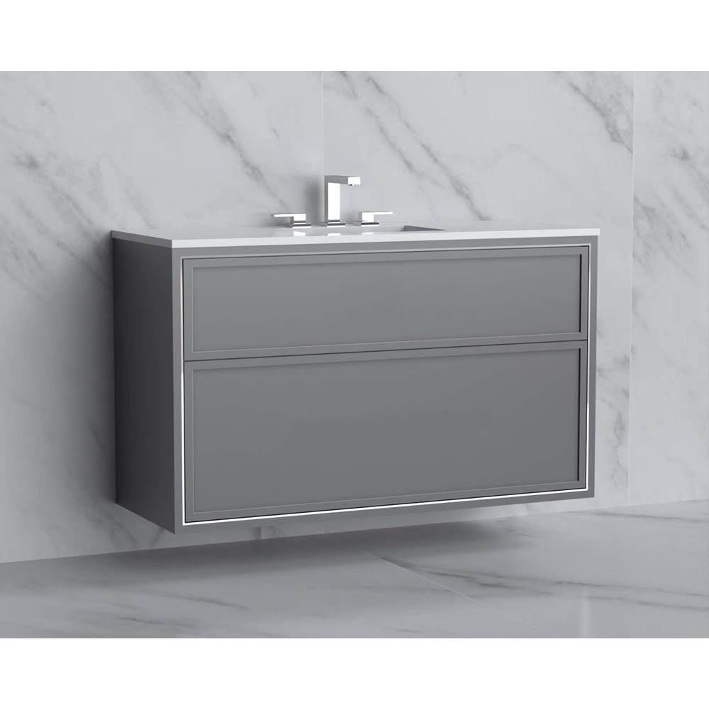 Madeli - Madeli Edge 48C'' Wall hung Vanity Cabinet in Studio Grey/HW: No Handles - Inlay  Polished Chrome(PC) - Studio Gray With Polished Chrome