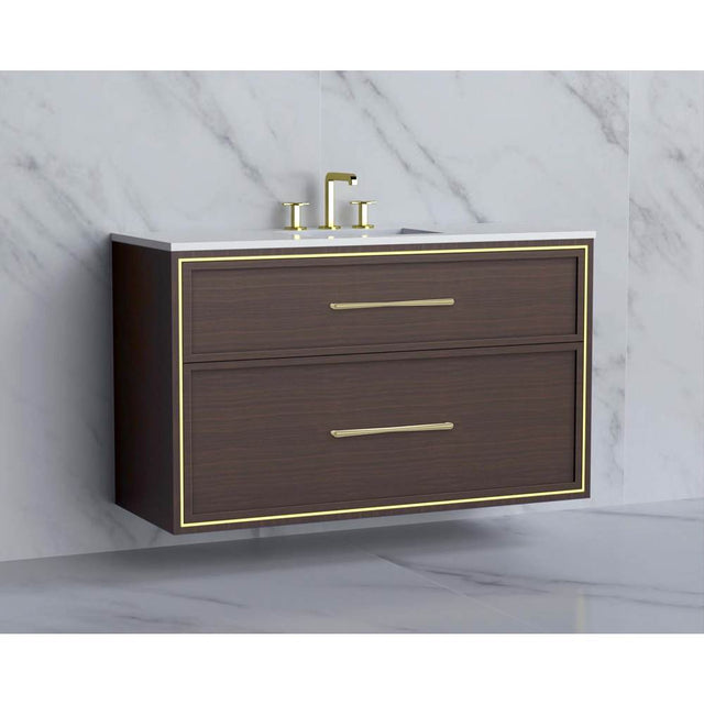Madeli - Madeli Edge 48C'' Wall hung Vanity Cabinet in Walnut/HW: Handles Polished Nickel(PN) - Walnut With Polished Nickel