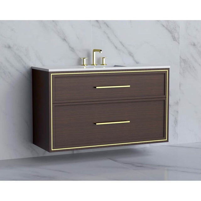 Madeli - Madeli Edge 48C'' Wall hung Vanity Cabinet in Walnut/HW: Handles Polished Nickel(PN) - Walnut With Polished Nickel