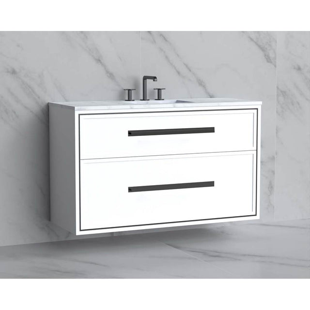 Madeli - Madeli Edge 48C'' Wall hung Vanity Cabinet in White/HW: Handles Polished Chrome(PC) - White With Polished Chrome
