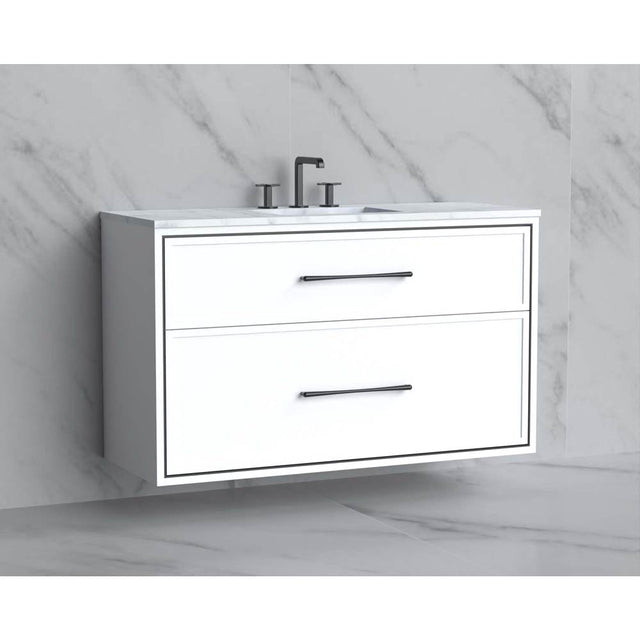 Madeli - Madeli Edge 48C'' Wall hung Vanity Cabinet in White/HW: Handles Polished Chrome(PC) - White With Polished Chrome