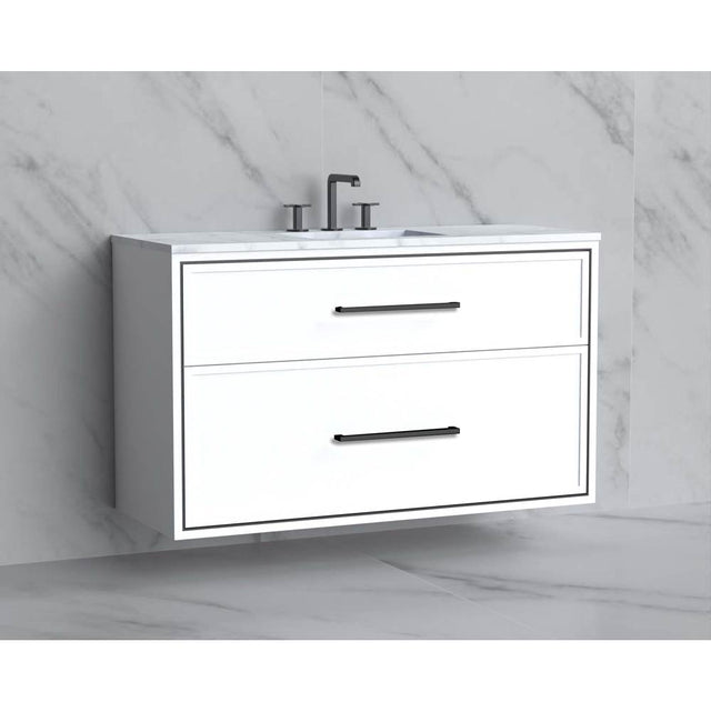 Madeli - Madeli Edge 48C'' Wall hung Vanity Cabinet in White/HW: Handles Brushed Nickel(BN) - White With Brushed Nickel