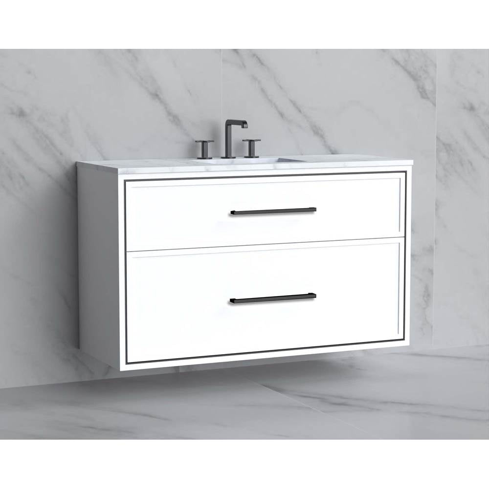Madeli - Madeli Edge 48C'' Wall hung Vanity Cabinet in White/HW: Handles Polished Nickel(PN) - White With Polished Nickel