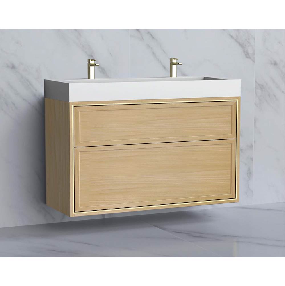 Madeli - Madeli Edge 48D'' Wall hung Vanity Cabinet in Natural Oak/HW: No Handles - Inlay  Brushed Nickel(BN) - Natural Oak With Brushed Nickel
