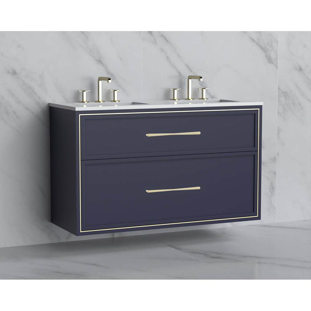 Madeli - Madeli Edge 48D'' Wall hung Vanity Cabinet in Sapphire/HW: Handles Polished Nickel(PN) - Sapphire With Polished Nickel
