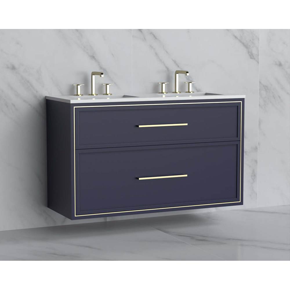 Madeli - Madeli Edge 48D'' Wall hung Vanity Cabinet in Sapphire/HW: Handles Polished Nickel(PN) - Sapphire With Polished Nickel