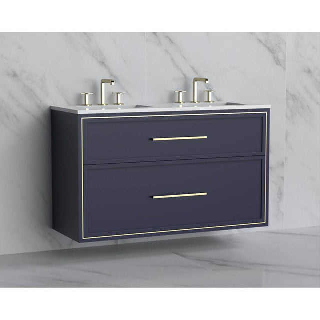 Madeli - Madeli Edge 48D'' Wall hung Vanity Cabinet in Sapphire/HW: Handles Polished Nickel(PN) - Sapphire With Polished Nickel