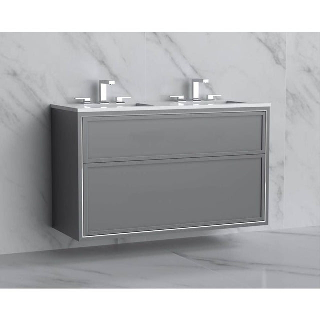 Madeli - Madeli Edge 48D'' Wall hung Vanity Cabinet in Studio Grey/HW: No Handles - Inlay  Brushed Nickel(BN) - Studio Gray With Brushed Nickel