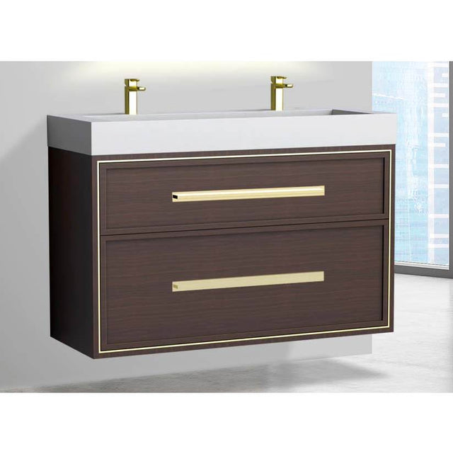 Madeli - Madeli Edge 48D'' Wall hung Vanity Cabinet in Walnut/HW: Handles Polished Chrome(PC) - Walnut With Polished Chrome