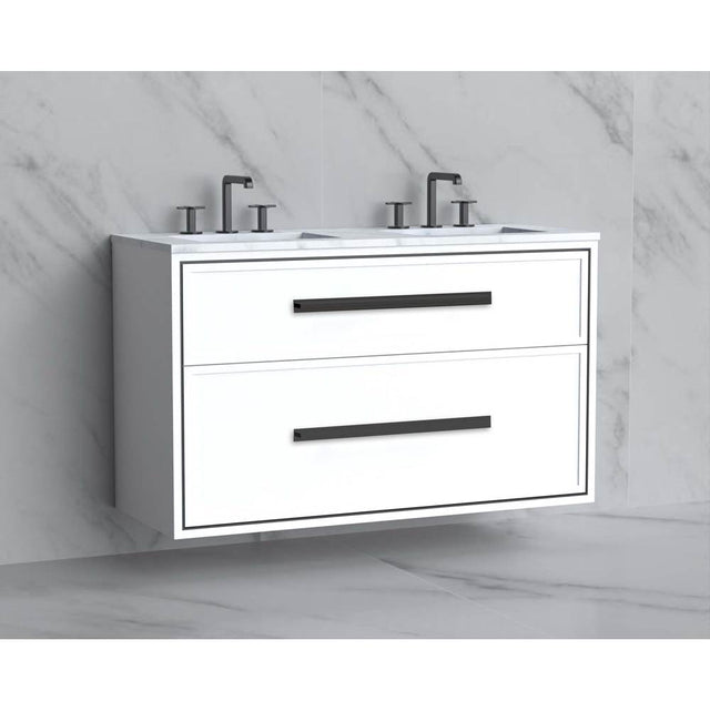 Madeli - Madeli Edge 48D'' Wall hung Vanity Cabinet in White/HW: Handles Polished Chrome(PC) - White With Polished Chrome