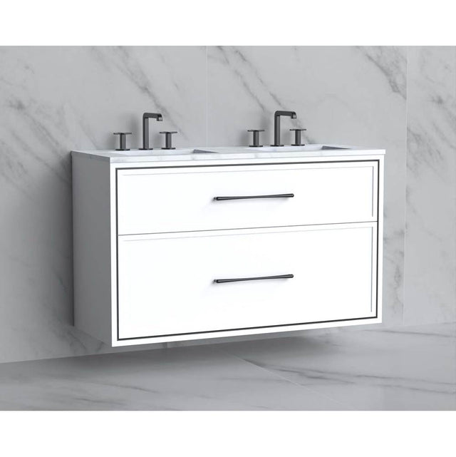 Madeli - Madeli Edge 48D'' Wall hung Vanity Cabinet in White/HW: Handles Polished Chrome(PC) - White With Polished Chrome