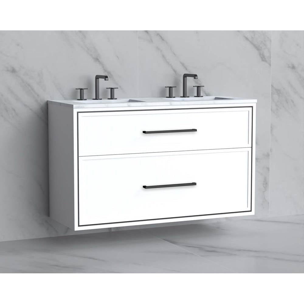 Madeli - Madeli Edge 48D'' Wall hung Vanity Cabinet in White/HW: Handles Polished Chrome(PC) - White With Polished Chrome