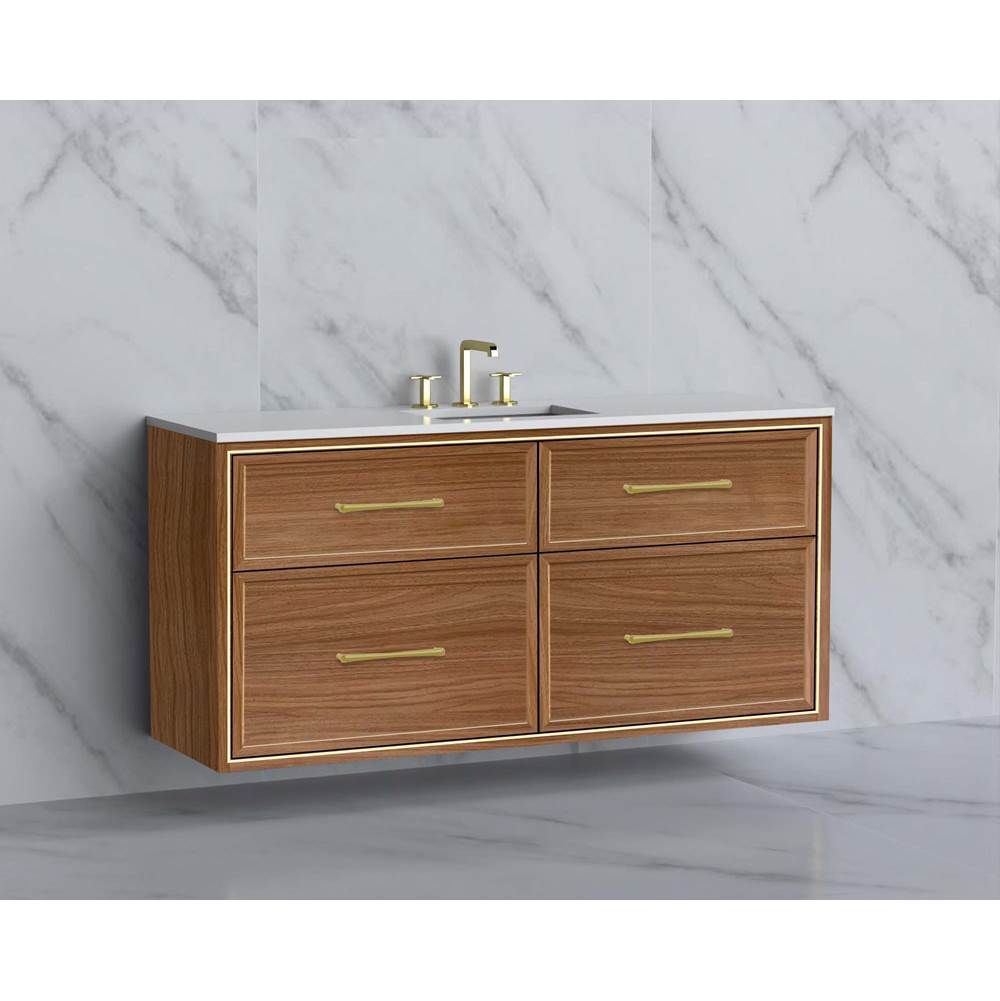 Madeli - Madeli Edge 60C'' Wall hung Vanity Cabinet in Natural Walnut/HW: Handles Matte Black(MB) - Natural Walnut With Matte Black