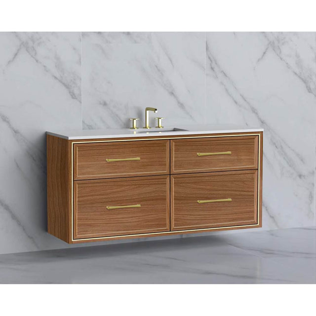 Madeli - Madeli Edge 60C'' Wall hung Vanity Cabinet in Natural Walnut/HW: Handles Matte Black(MB) - Natural Walnut With Matte Black