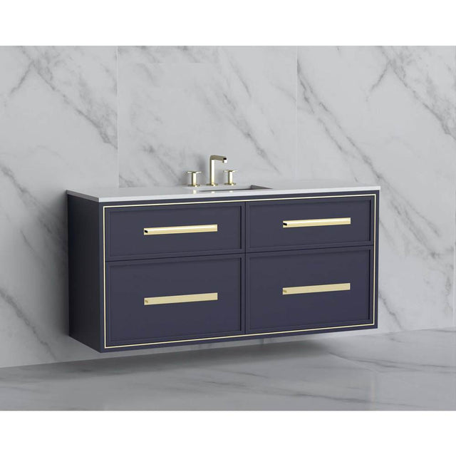 Madeli - Madeli Edge 60C'' Wall hung Vanity Cabinet in Sapphire/HW: Handles Polished Chrome(PC) - Sapphire With Polished Chrome