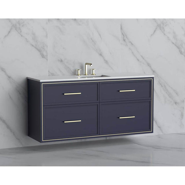 Madeli - Madeli Edge 60C'' Wall hung Vanity Cabinet in Sapphire/HW: Handles Polished Nickel(PN) - Sapphire With Polished Nickel