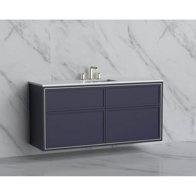 Madeli - Madeli Edge 60C'' Wall hung Vanity Cabinet in Sapphire/HW: No Handles - Inlay  Matte Black(MB) - Sapphire With Matte Black
