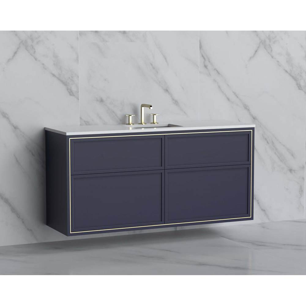 Madeli - Madeli Edge 60C'' Wall hung Vanity Cabinet in Sapphire/HW: No Handles - Inlay  Polished Nickel(PN) - Sapphire With Polished Nickel
