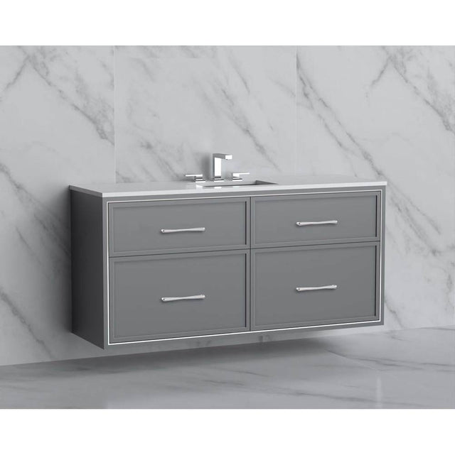 Madeli - Madeli Edge 60C'' Wall hung Vanity Cabinet in Studio Grey/HW: Handles Satin Brass(SB) - Studio Gray With Satin Brass