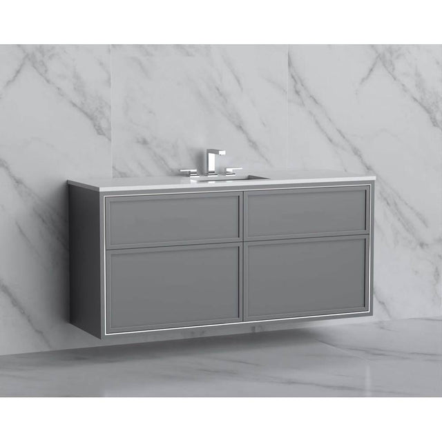 Madeli - Madeli Edge 60C'' Wall hung Vanity Cabinet in Studio Grey/HW: No Handles - Inlay  Polished Chrome(PC) - Studio Gray With Polished Chrome