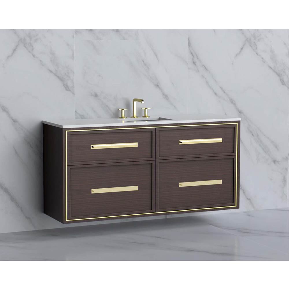 Madeli - Madeli Edge 60C'' Wall hung Vanity Cabinet in Walnut/HW: Handles Polished Nickel(PN) - Walnut With Polished Nickel