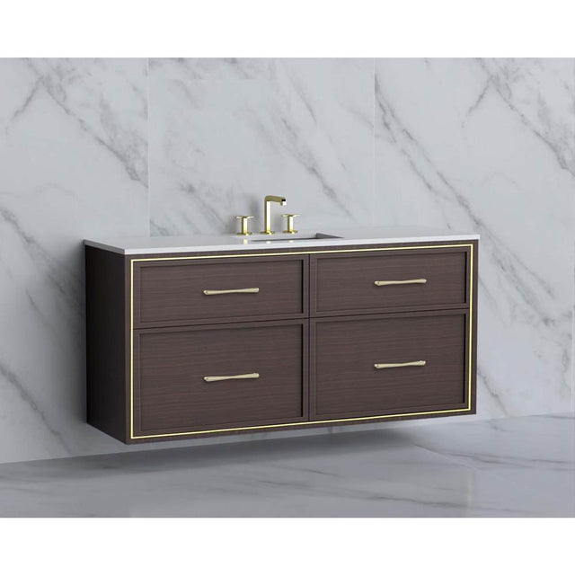 Madeli - Madeli Edge 60C'' Wall hung Vanity Cabinet in Walnut/HW: Handles Polished Chrome(PC) - Walnut With Polished Chrome