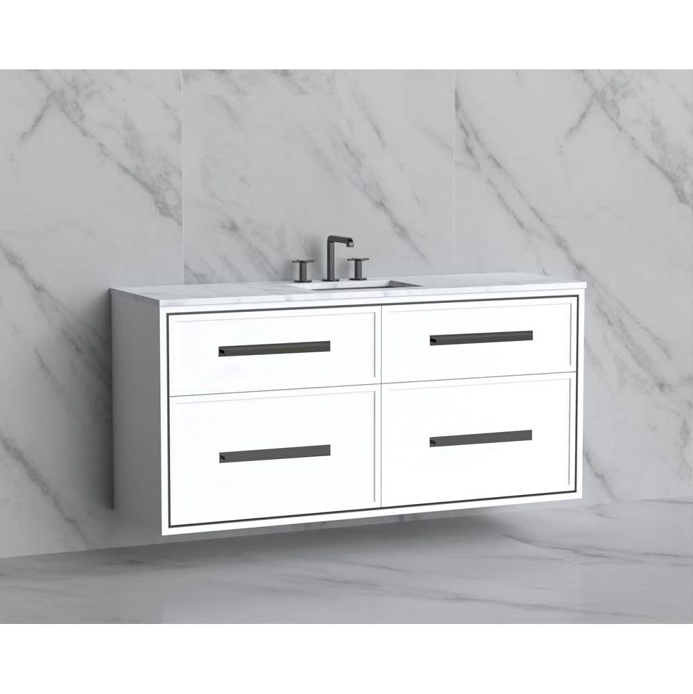 Madeli - Madeli Edge 60C'' Wall hung Vanity Cabinet in White/HW: Handles Polished Chrome(PC) - White With Polished Chrome