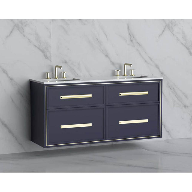 Madeli - Madeli Edge 60D'' Wall hung Vanity Cabinet in Sapphire/HW: Handles Brushed Nickel(BN) - Sapphire With Brushed Nickel