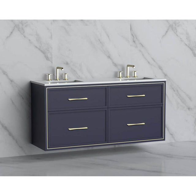 Madeli - Madeli Edge 60D'' Wall hung Vanity Cabinet in Sapphire/HW: Handles Polished Chrome(PC) - Sapphire With Polished Chrome