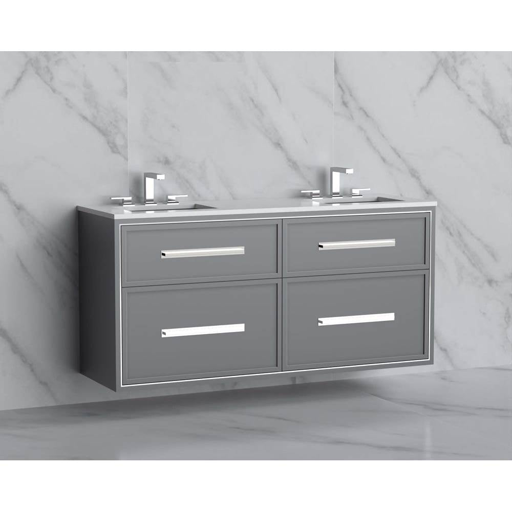Madeli - Madeli Edge 60D'' Wall hung Vanity Cabinet in Studio Grey/HW: Handles Polished Chrome(PC) - Studio Gray With Polished Chrome