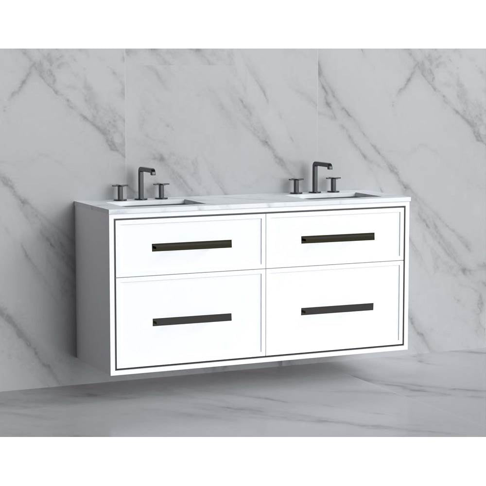 Madeli - Madeli Edge 60D'' Wall hung Vanity Cabinet in White/HW: Handles Matte Black(MB) - White With Matte Black
