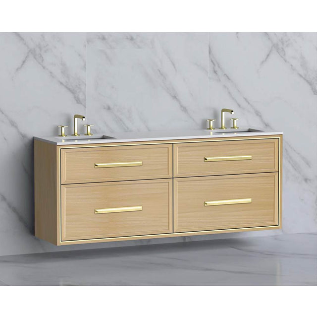Madeli - Madeli Edge 72'' Wall hung Vanity Cabinet in Natural Oak/HW: Handles Matte Black(MB) - Natural Oak With Matte Black