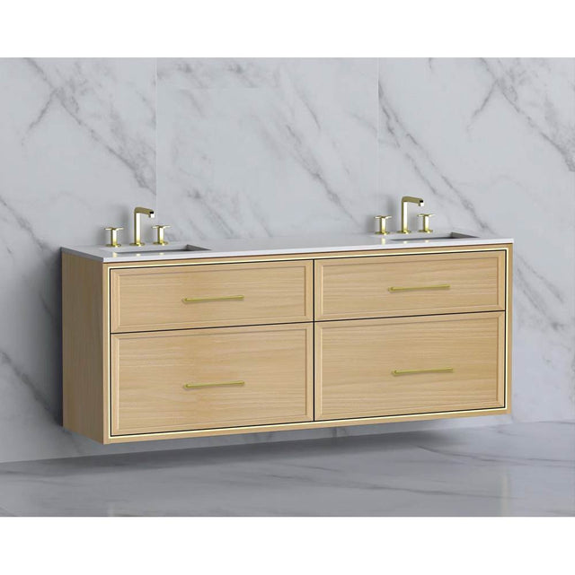 Madeli - Madeli Edge 72'' Wall hung Vanity Cabinet in Natural Oak/HW: Handles Polished Nickel(PN) - Natural Oak With Polished Nickel